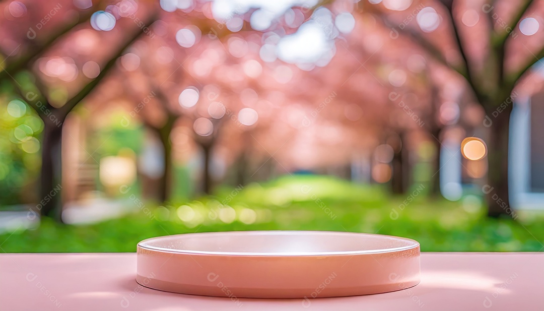 Conceito de dia dos namorados. Pódio de pedestal de cilindro rosa e 3D realista com lâmpada de néon brilhante. Uma cena mínima para a vitrine do palco dos produtos.