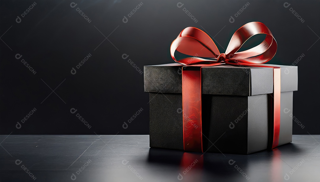 Conceito de Black Friday Caixas de presente pretas em fundo escuro