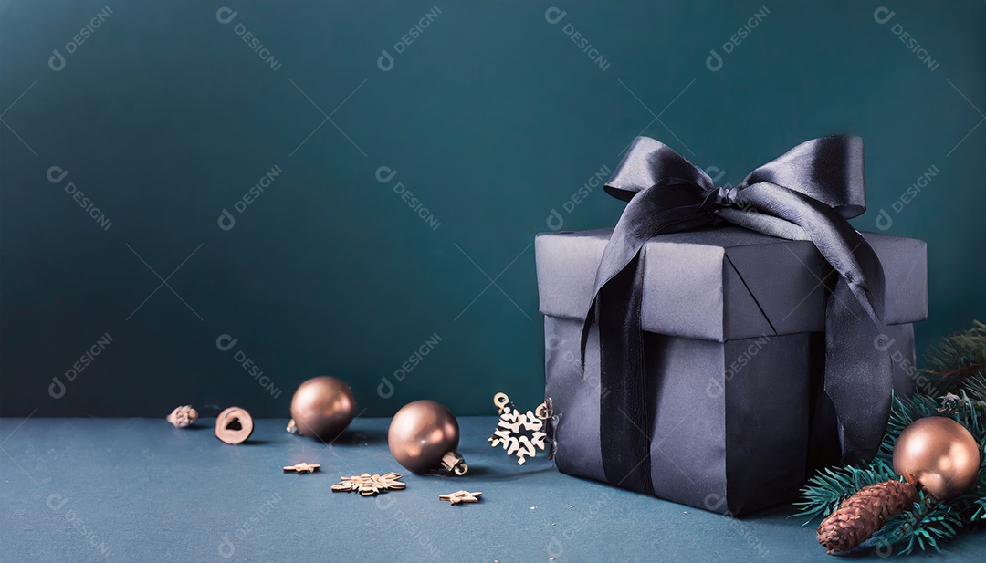 Conceito de Black Friday Caixas de presente pretas em fundo escuro