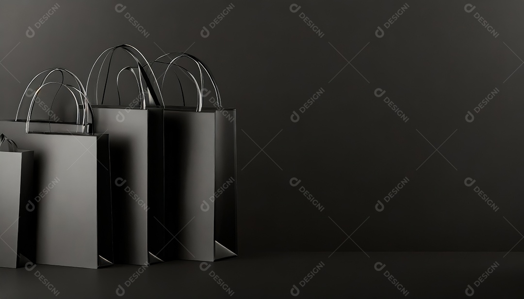Conceito de Black Friday composição criativa em preto e dourado com sacolas de compras