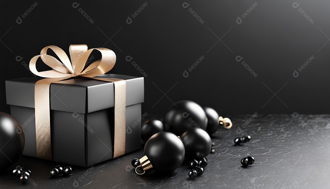 Conceito de Black Friday Banner, pôster, logotipo cor dourada em fundo escuro.