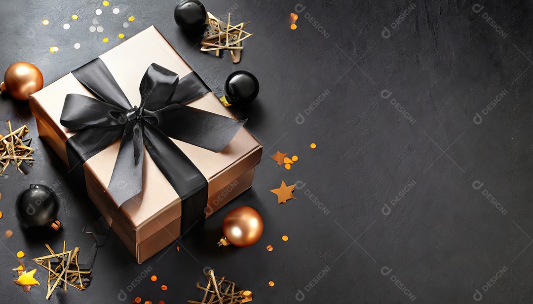 Conceito de Black Friday Caixas de presente pretas em fundo escuro