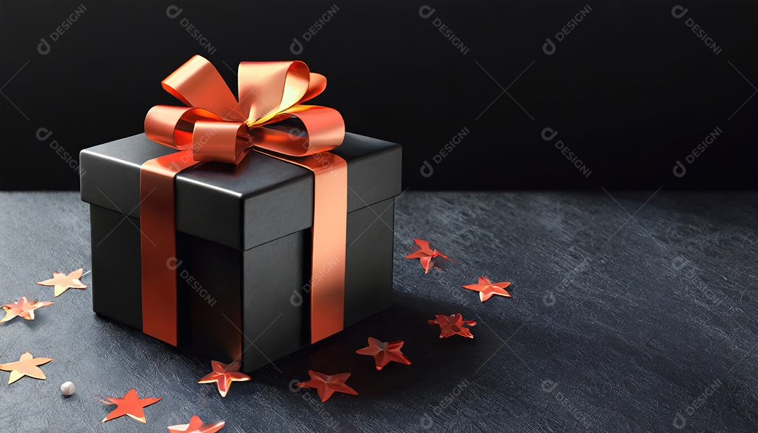 Conceito de Black Friday Caixas de presente pretas em fundo escuro