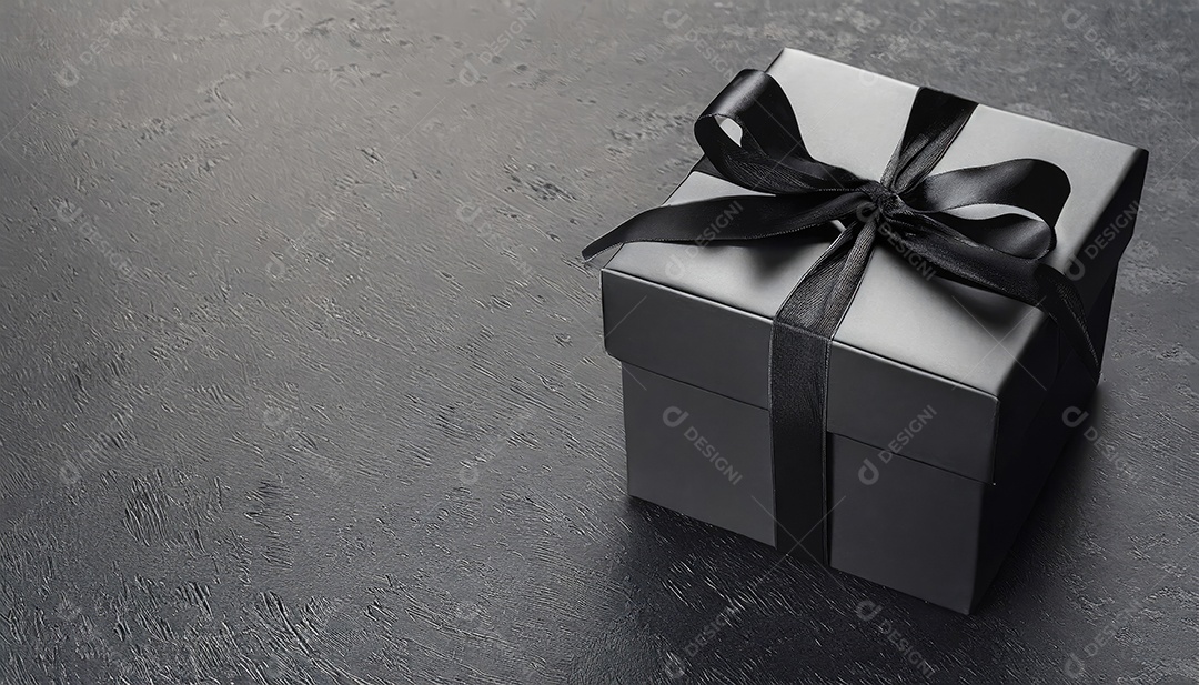 Conceito de Black Friday Caixas de presente pretas em fundo escuro