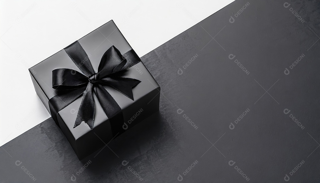 Conceito de Black Friday Caixas de presente pretas em fundo escuro