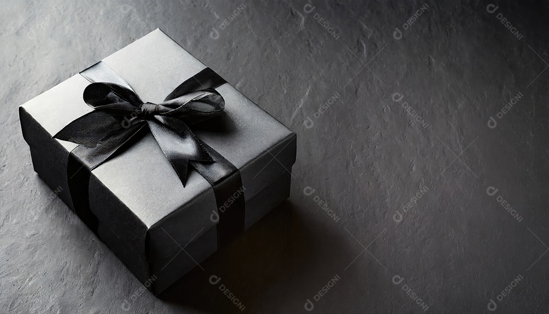 Conceito de Black Friday Caixas de presente pretas em fundo escuro