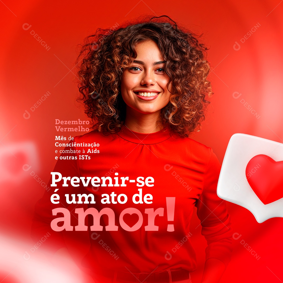 Previnir-se Mês De Consciêtização Combate à Aids Dezembro Vermelho Social Media PSD Editável