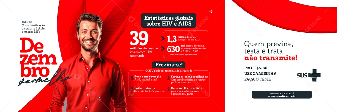 Banner Mês De Consciêntização Dezembro Vermelho Social Media PSD Editável