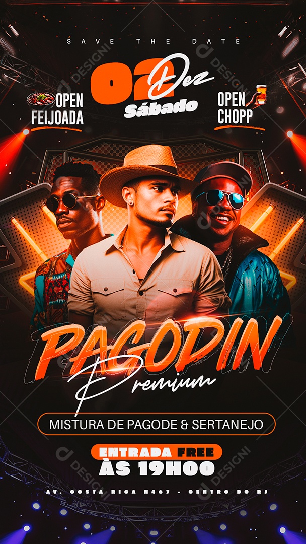 Story Flyer Pagodin Premium Mistura De Pagode & Sertanejo Social Media PSD Editável