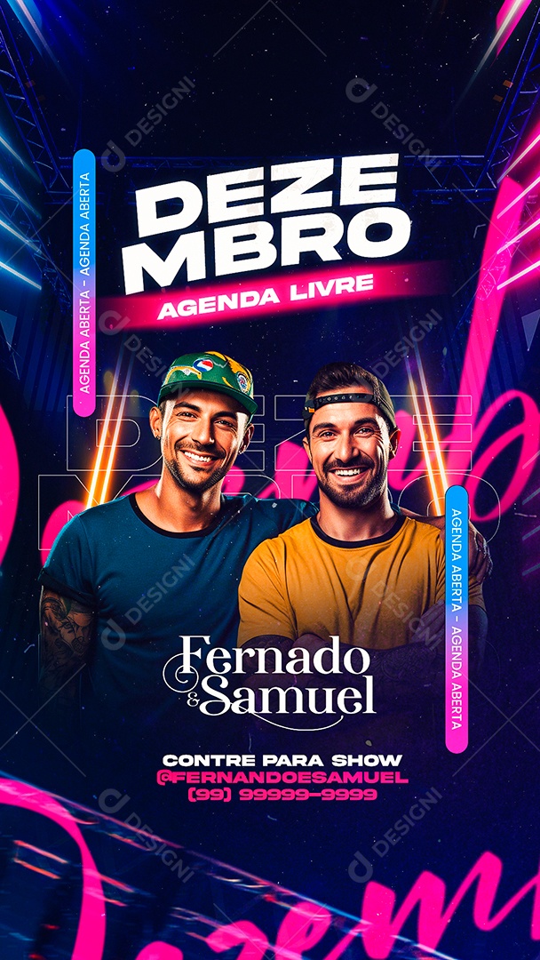Story Flyer Dezembro Agenda Livre Fernado & Samuel Contrate para Show Social Media PSD Editável