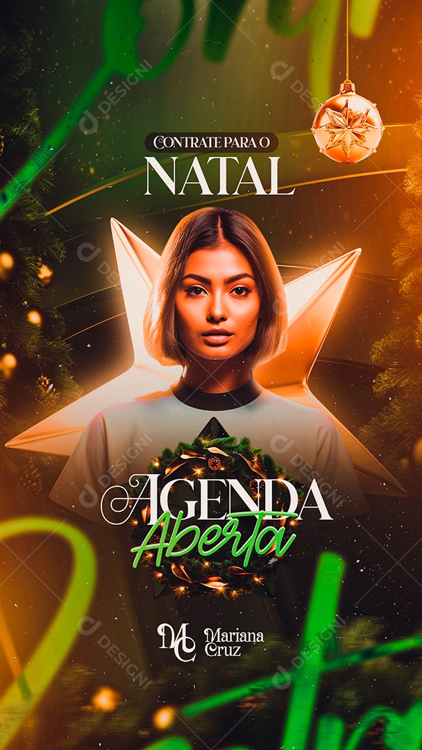 Story Flyer Natal Contrate para o Natal Mariana Cruz Agenda Aberta Social Media PSD Editável
