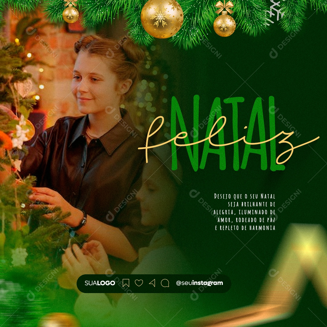 Feliz Natal Rodeado De Paz Repleto De Harmonia Social Media PSD Editável