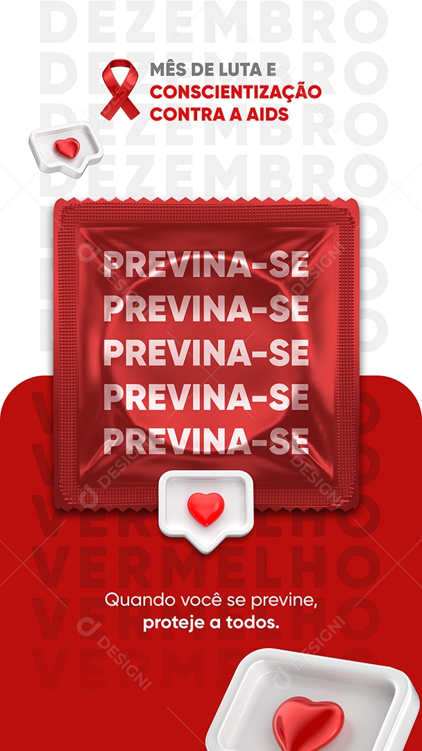 Story Dezembro Vermelho Quando Você se Previne Proteje a Todos Social Media PSD Editável
