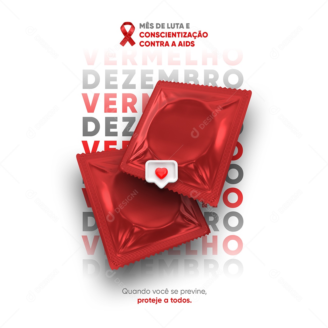 Social Media Dezembro Vermelho Mês de Luta e Conscientização Contra a AIDS PSD Editável