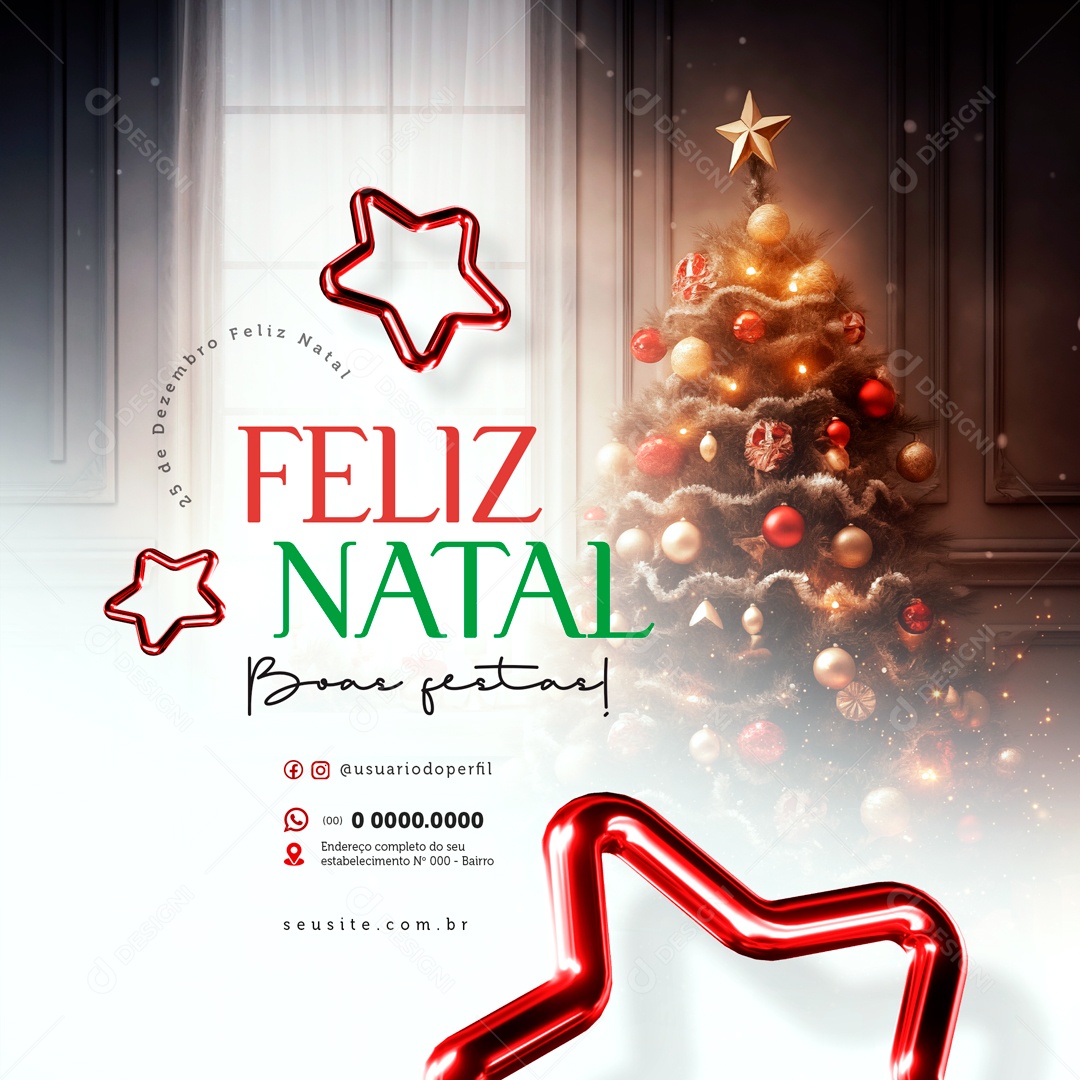 Social Media Feliz Natal Boas Festas 25 De Dezembro PSD Editável