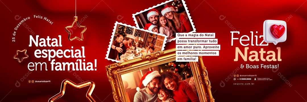 Social Media Banner Natal Especial Em Família Feliz Natal PSD Editável