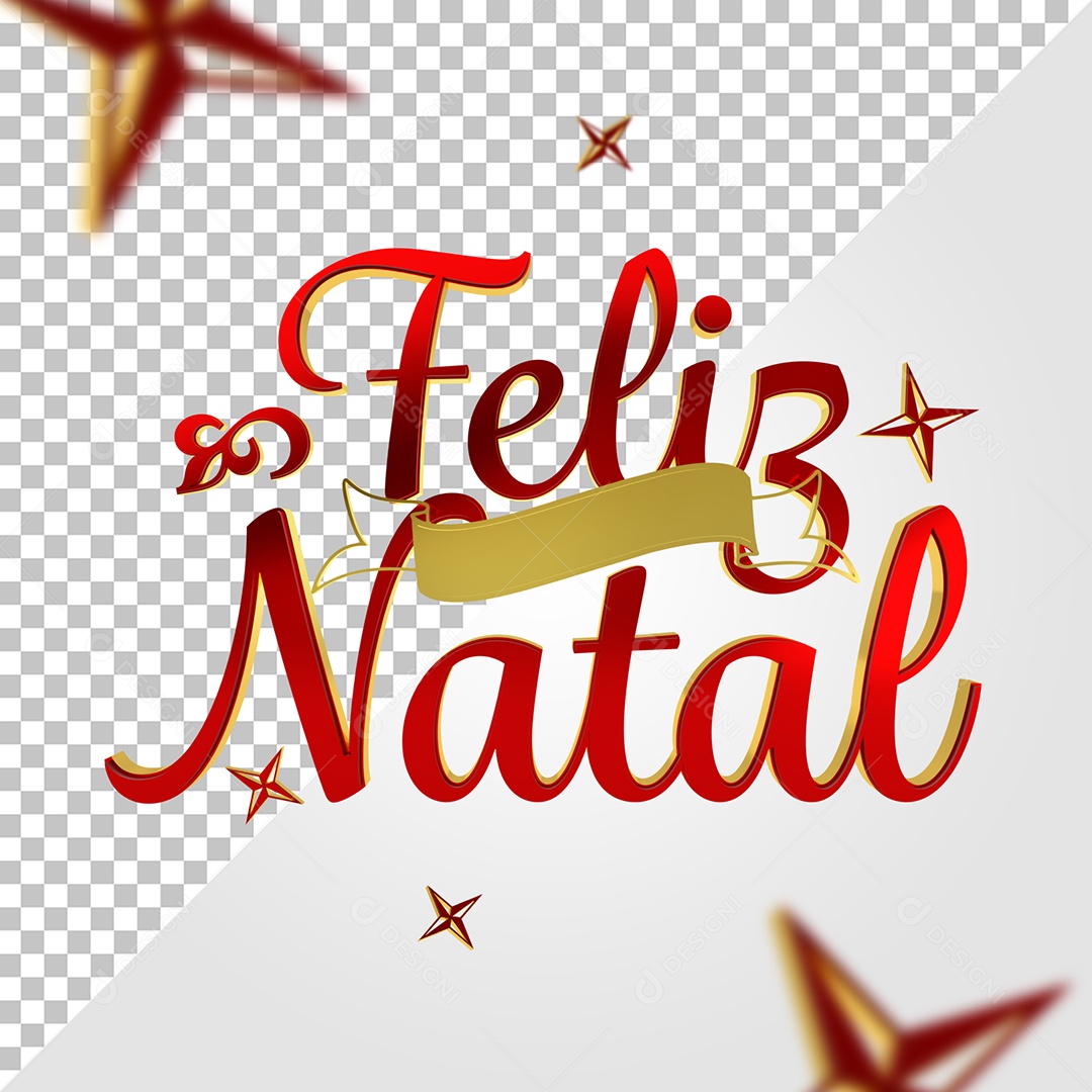 Feliz Natal Selo 3D Vermelho para Composição PSD
