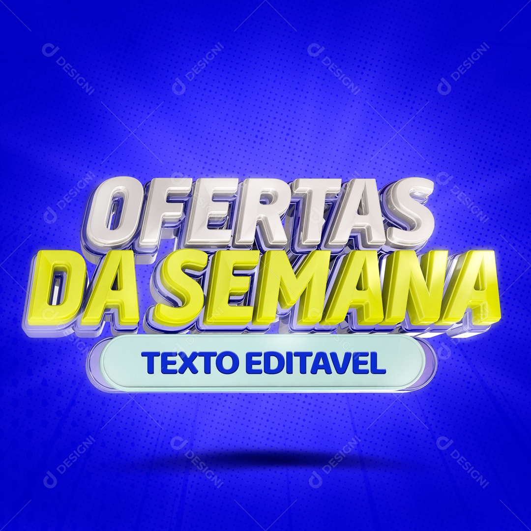 Texto 3D Azul Ofertas Da Semana Para Composição PSD
