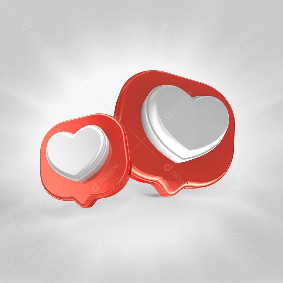 Elemento 3D Like Vermelho Coração Para Composição PSD