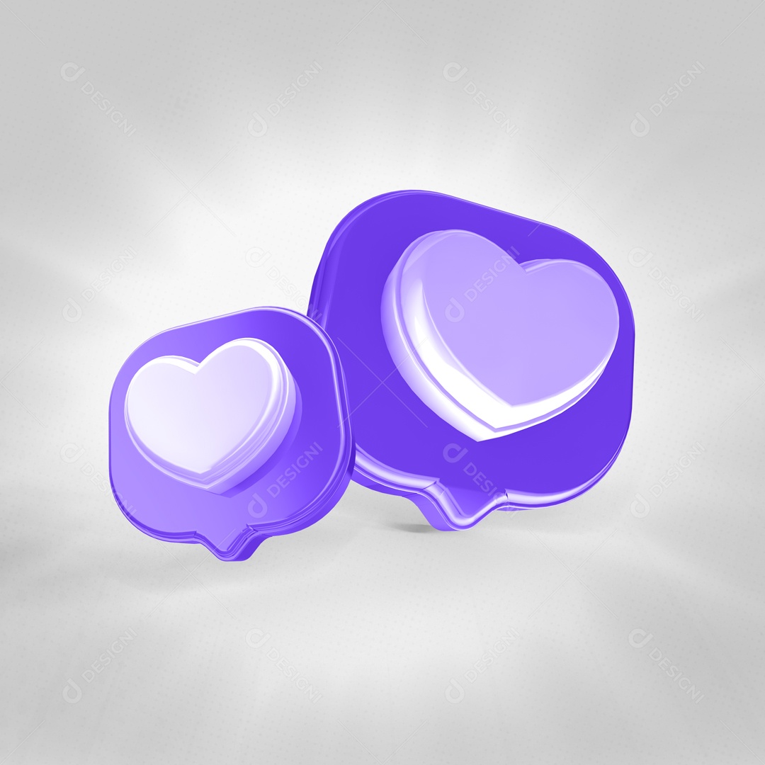 Elemento 3D Like Coração Roxo Para Composição PSD