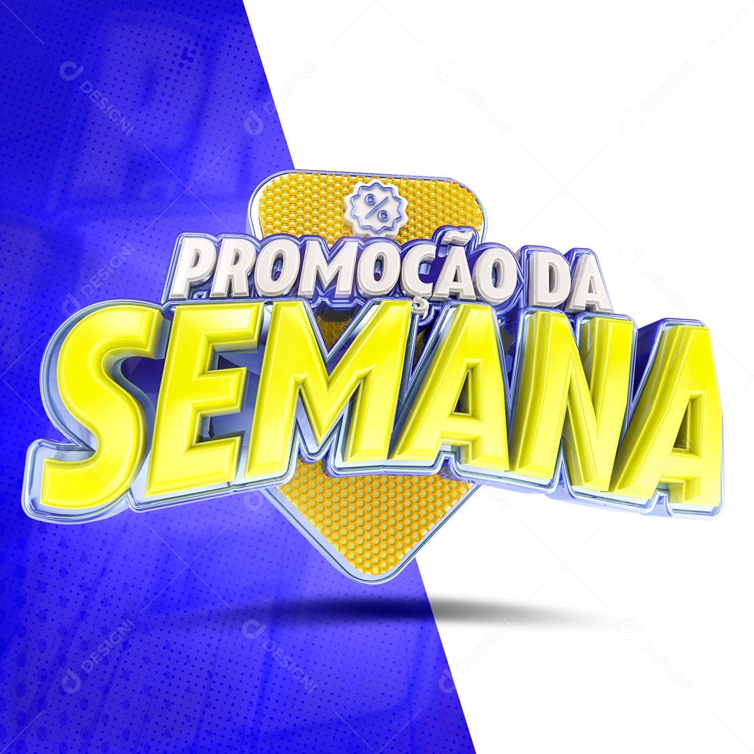 Selo 3D Azul Promoção Da Semana Para Composição PSD