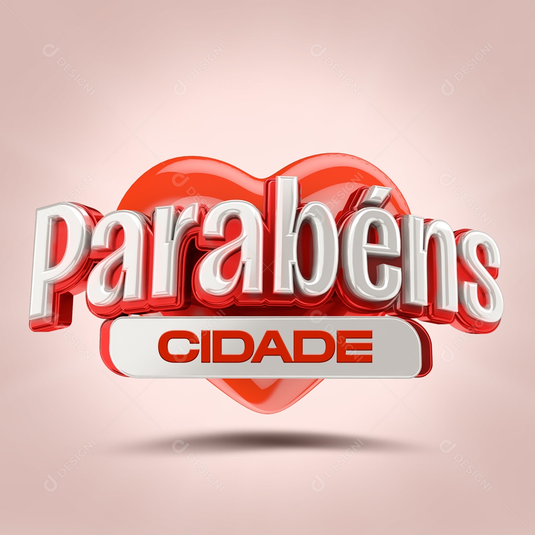 Texto 3D Parabéns Cidade Para Composição PSD