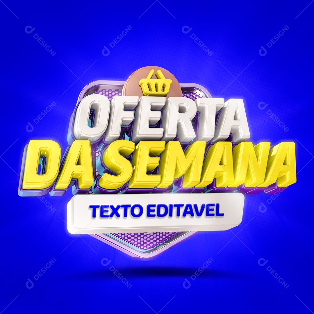 Selo 3D Azul Ofertas Da Semana Para Composição PSD