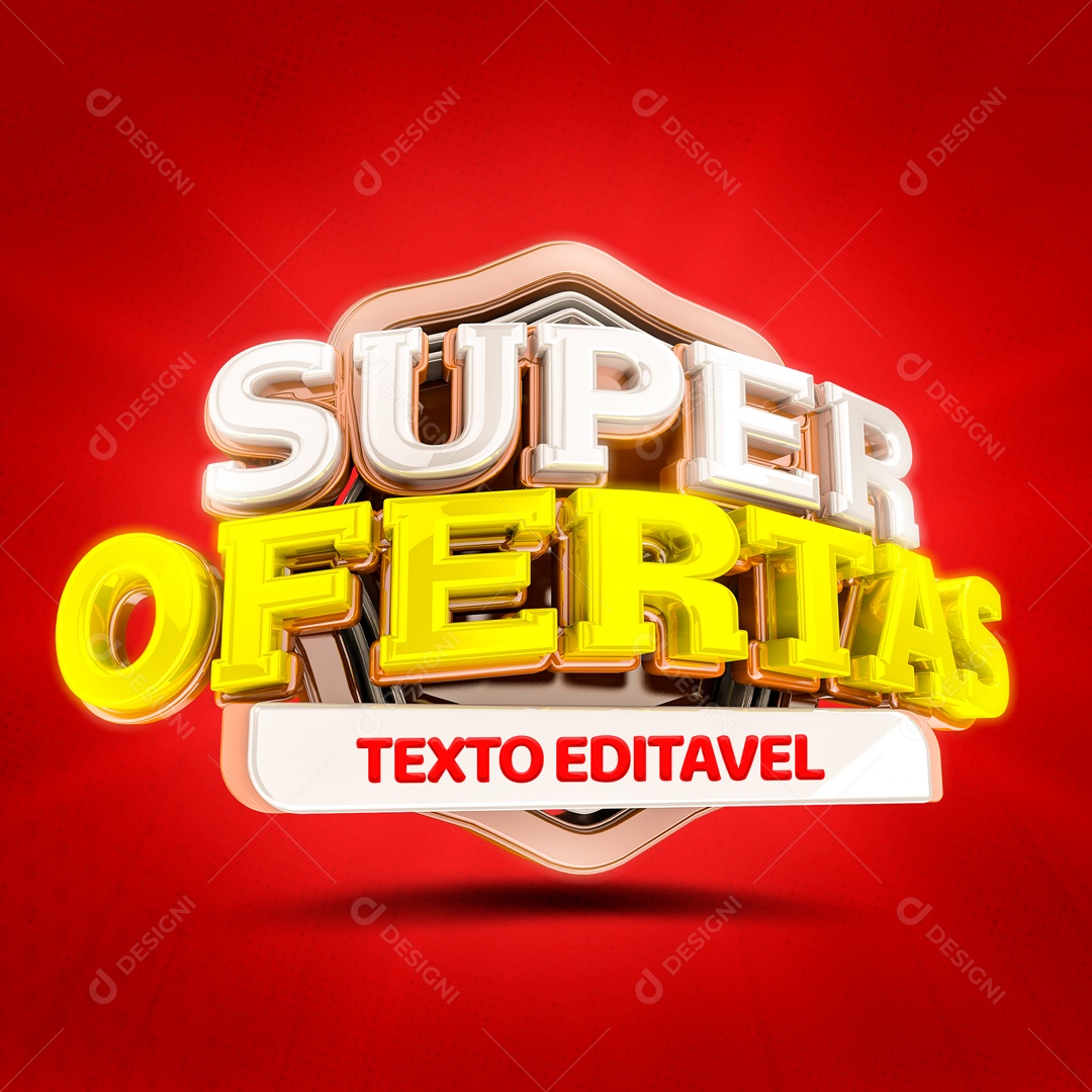 Selo 3D Vermelho Super Ofertas Para Composição PSD