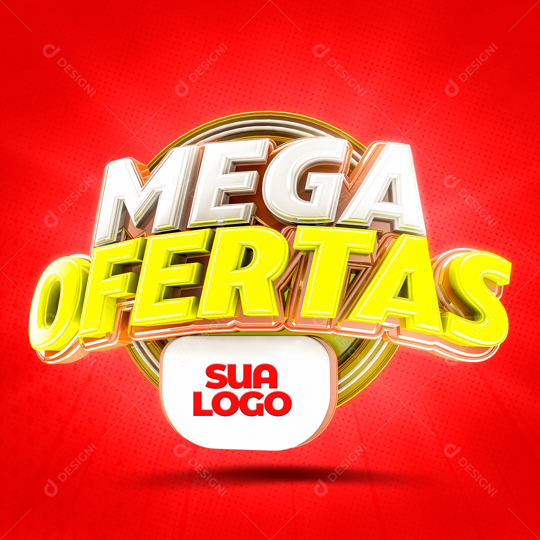 Selo 3D Mega Ofertas Para Composição PSD