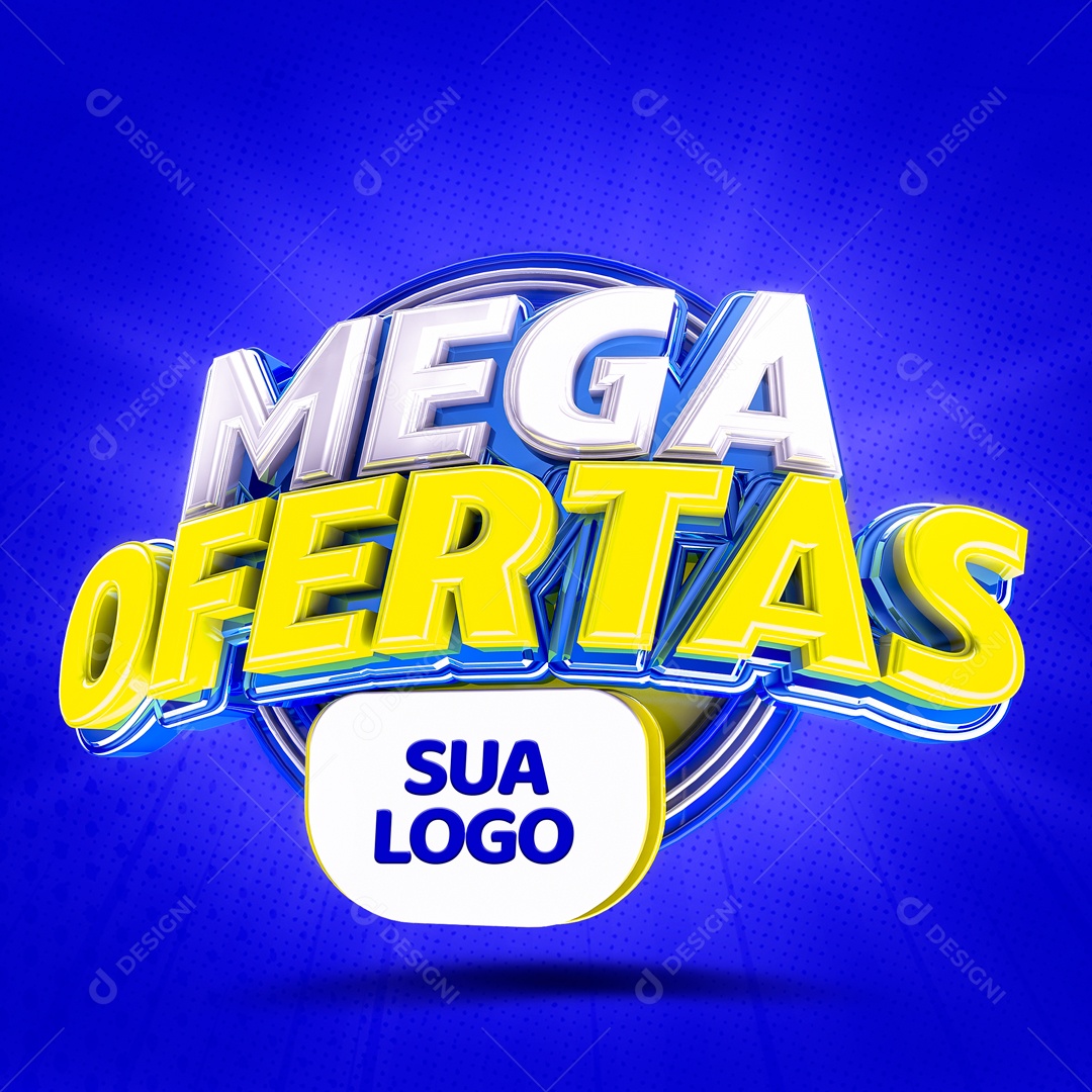 Selo 3D Mega Ofertas Para Composição PSD