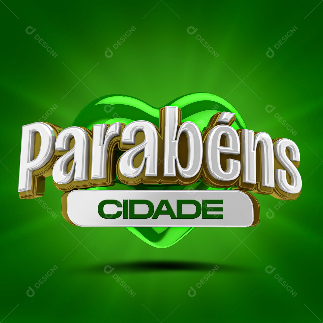 Texto 3D Parabéns Cidade Para Composição PSD