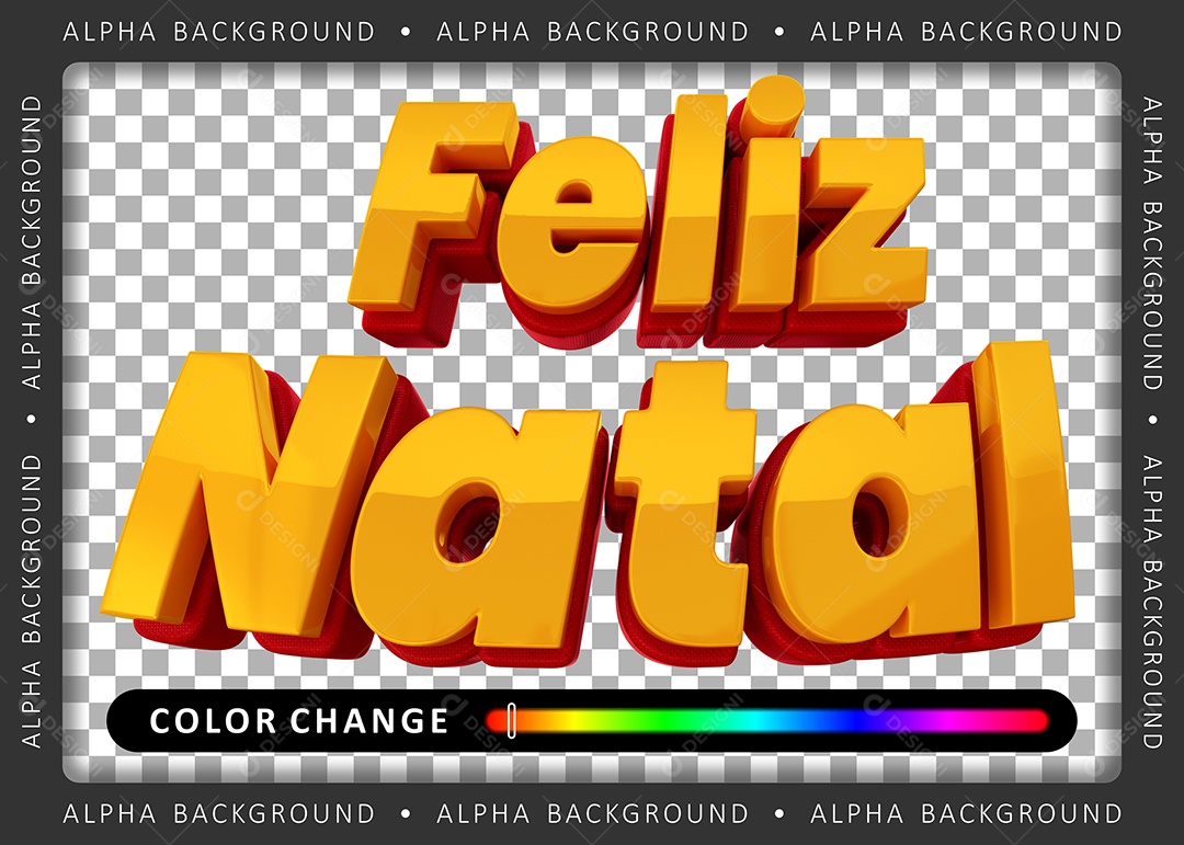 Feliz Natal Texto 3D Dourado para Composição PSD