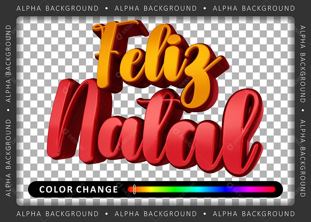 Feliz Natal Texto 3D Dourado Vermelho para Composição PSD