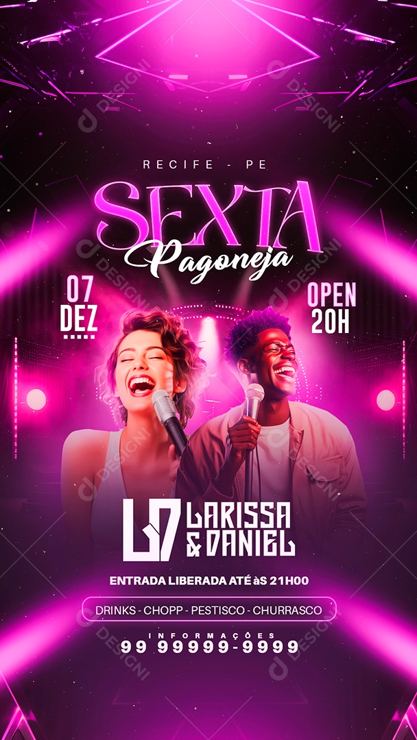 Story Flyer Sexta Pagoneja Larissa & Daniel Social Media PSD Editável