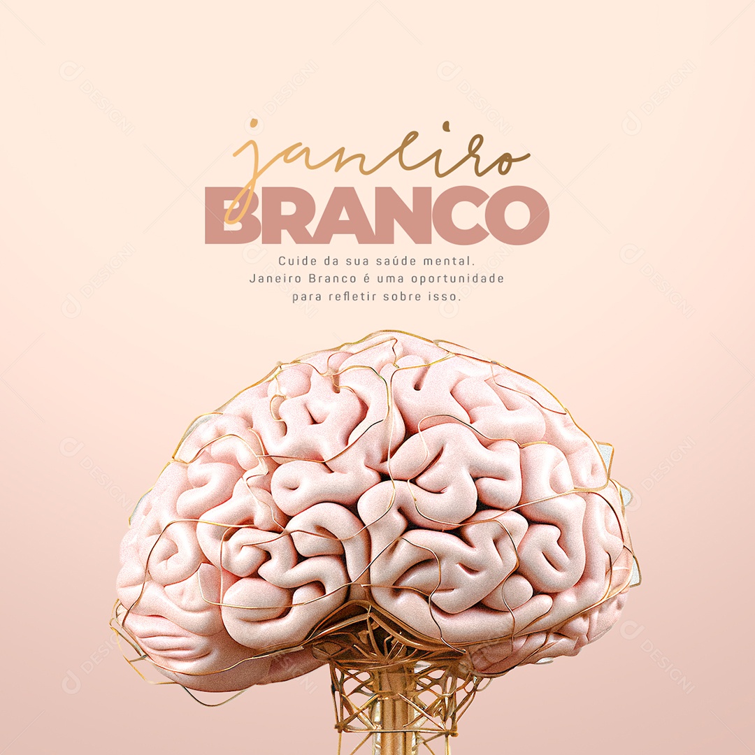 Cuide da Sua Saúde Mental Janeiro Branco Social Media PSD Editável