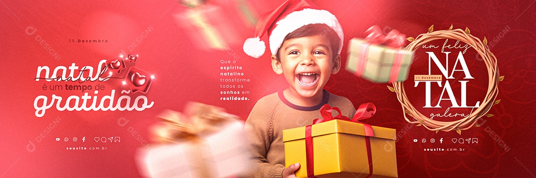 Carrossel Um Feliz Natal 25 de Dezembro Social Media PSD Editável