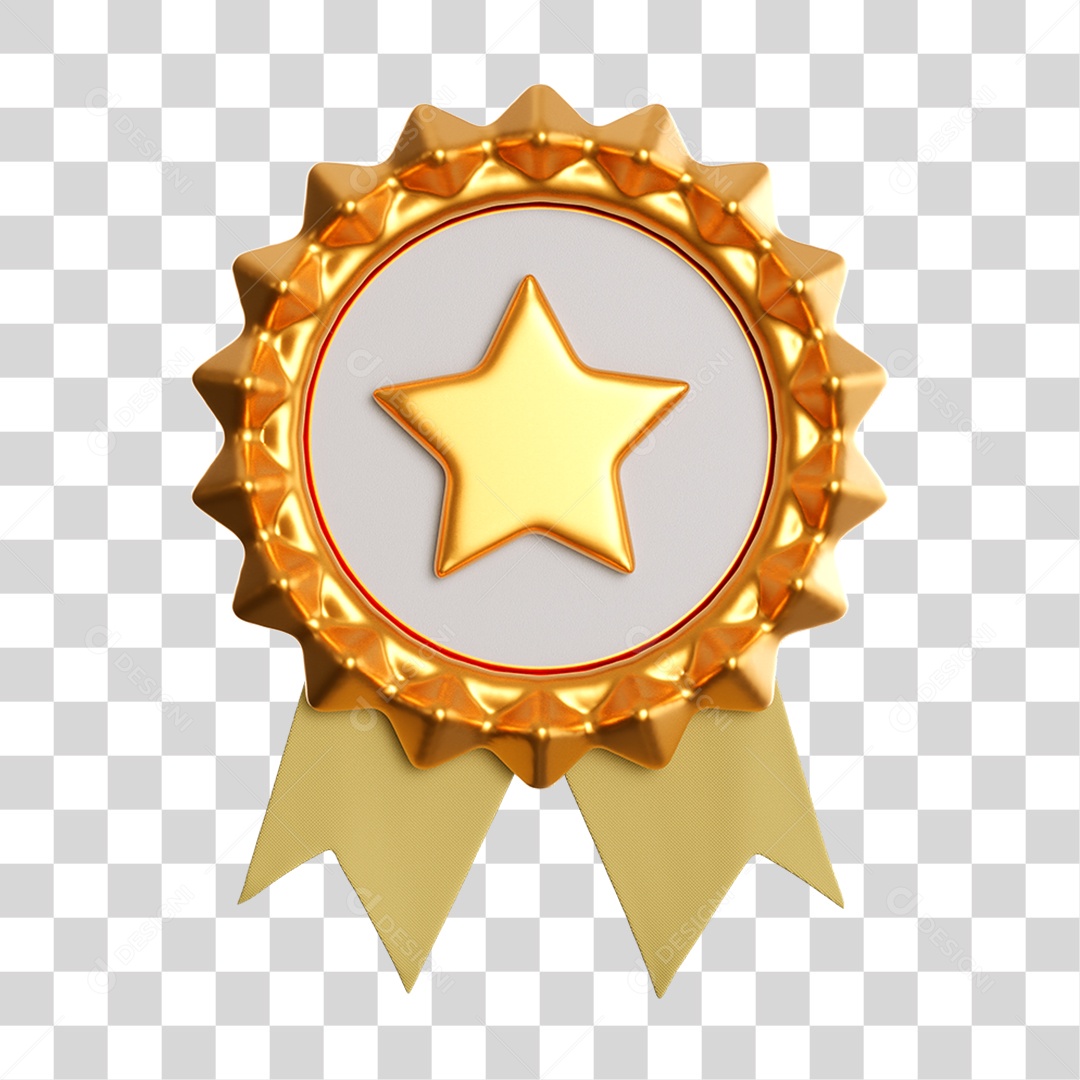 Ícone Medalha estrela Dourada premiação PNG Transparente