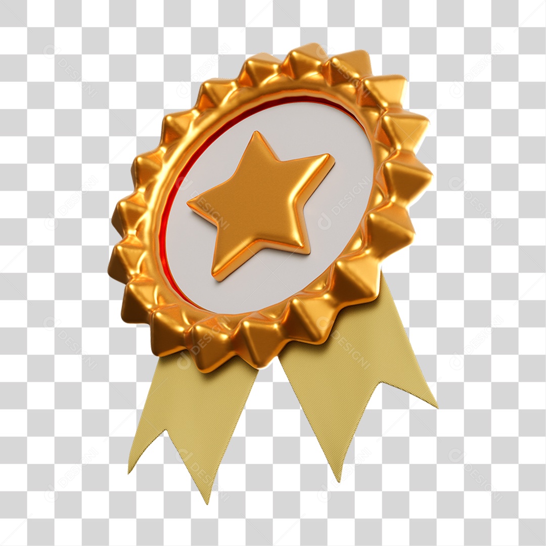 Ícone Medalha estrela Dourada premiação PNG Transparente