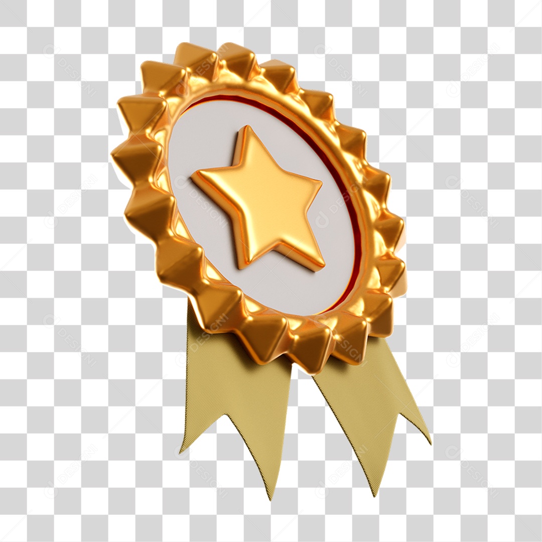Ícone Medalha estrela Dourada premiação PNG Transparente