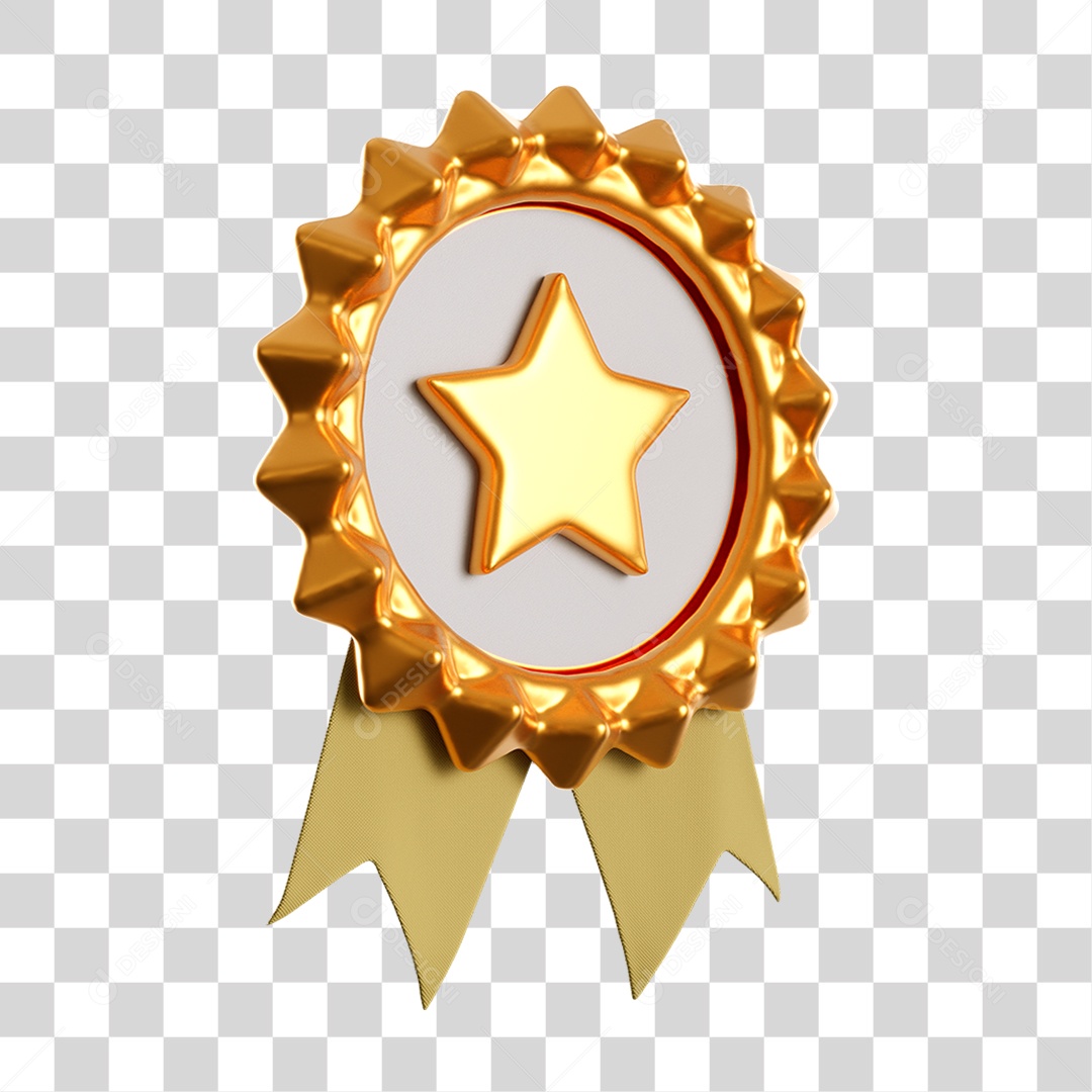 Ícone Medalha estrela Dourada premiação PNG Transparente
