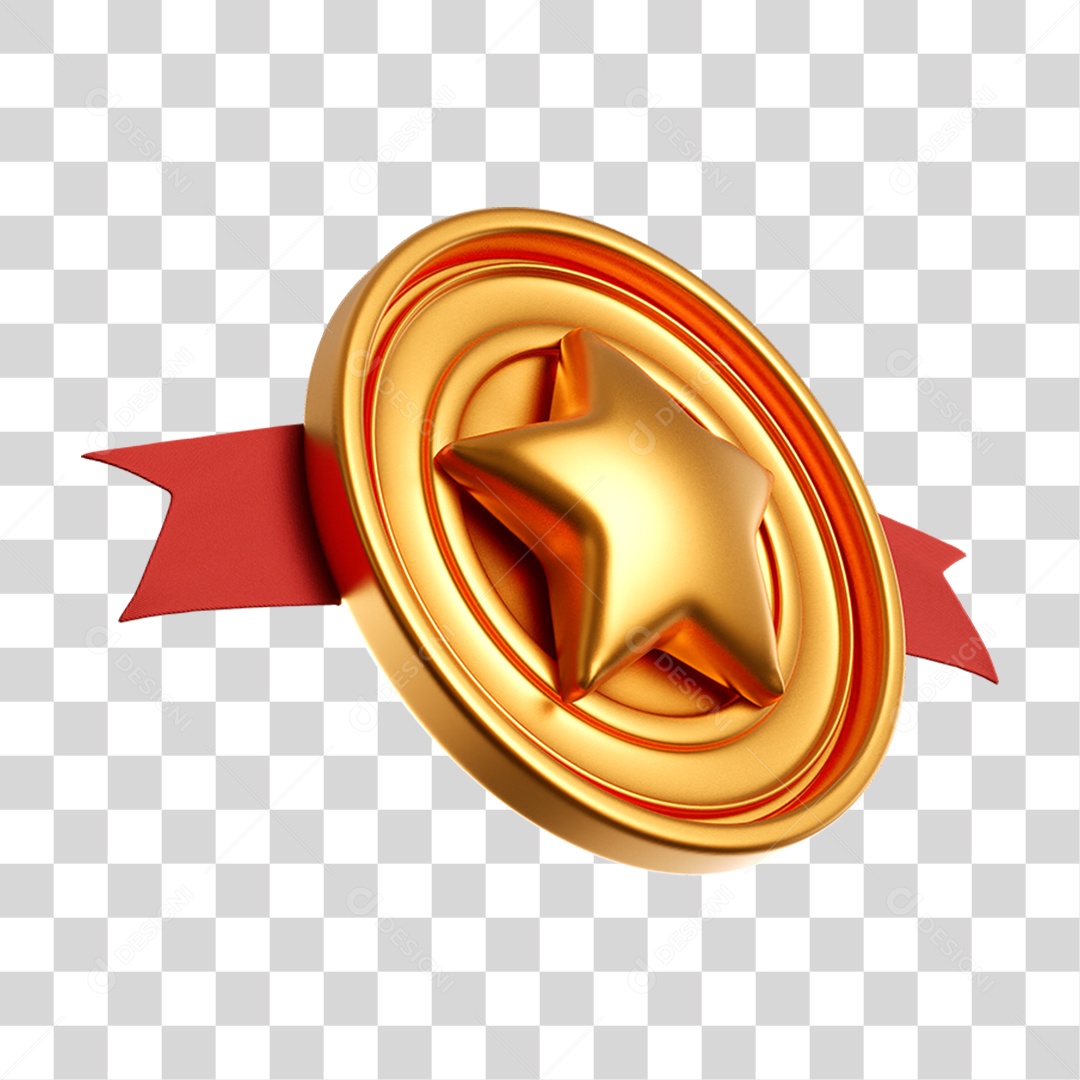Ícone Medalha estrela Dourada premiação PNG Transparente