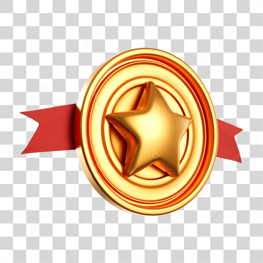 Ícone Medalha estrela Dourada premiação PNG Transparente
