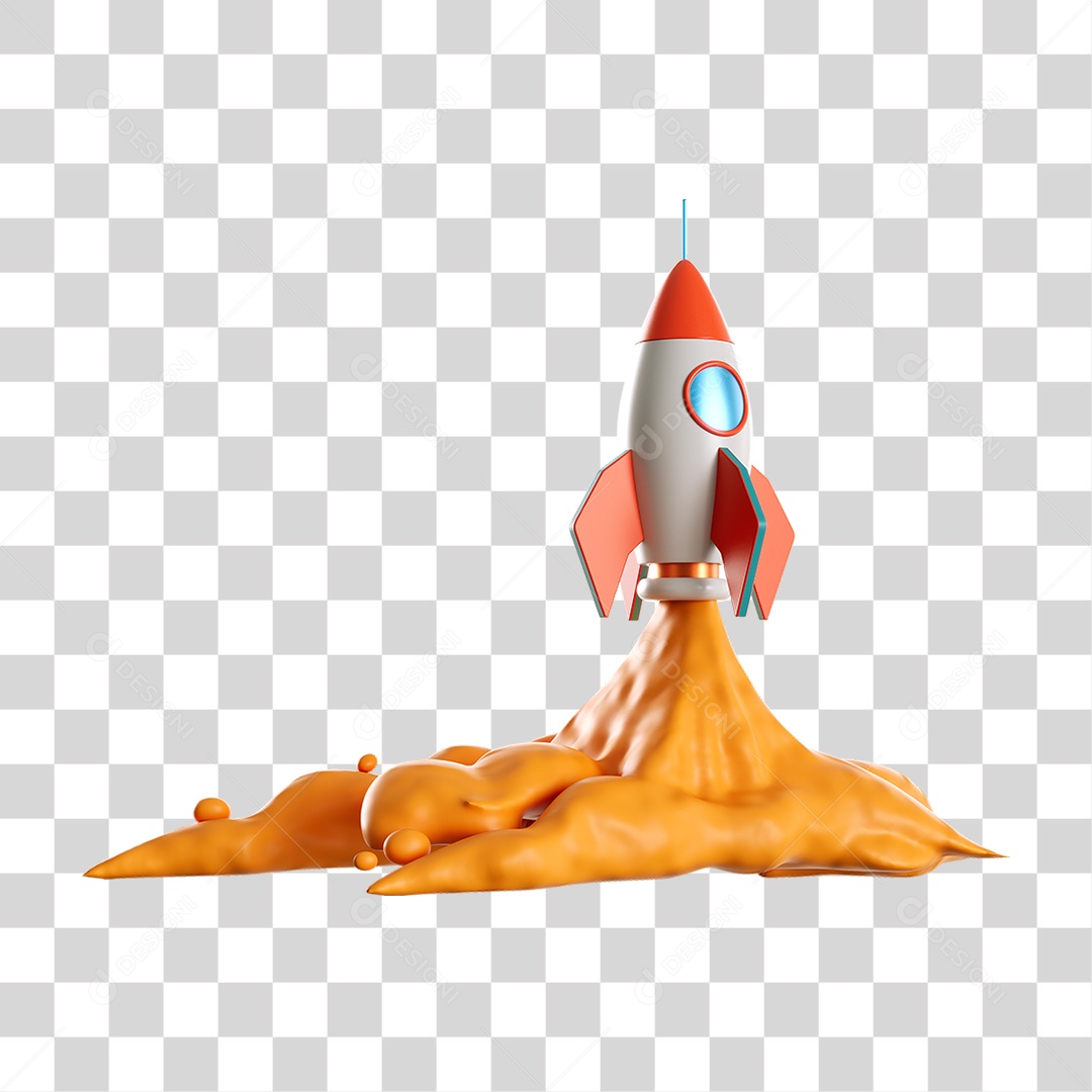 Foguete Subindo Soltando Chamas PNG Transparente