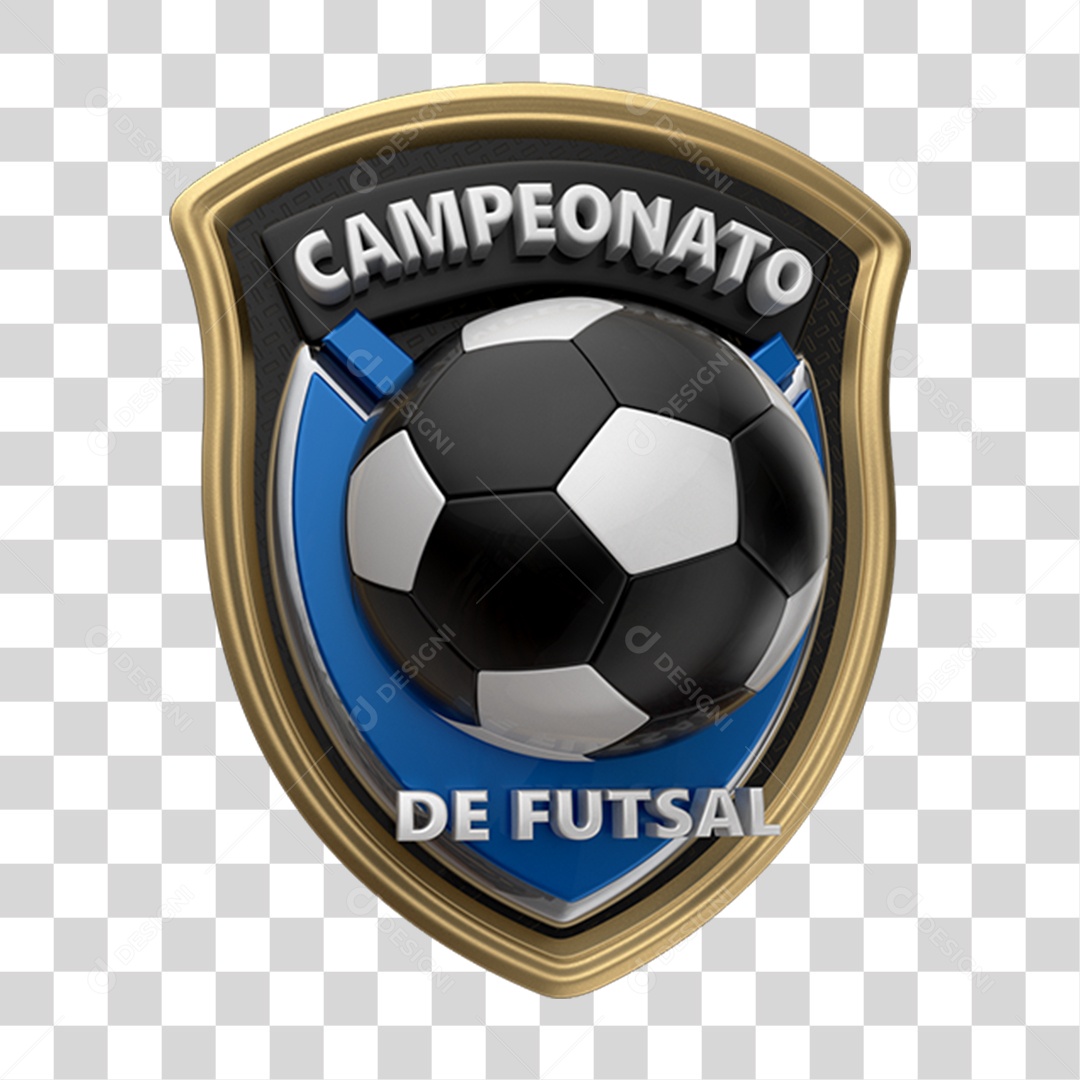 Selo 3D Campeonato de Futsal para Composição PNG Transparente