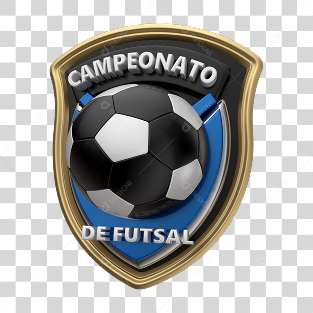 Selo 3D Campeonato de Futsal para Composição PNG Transparente