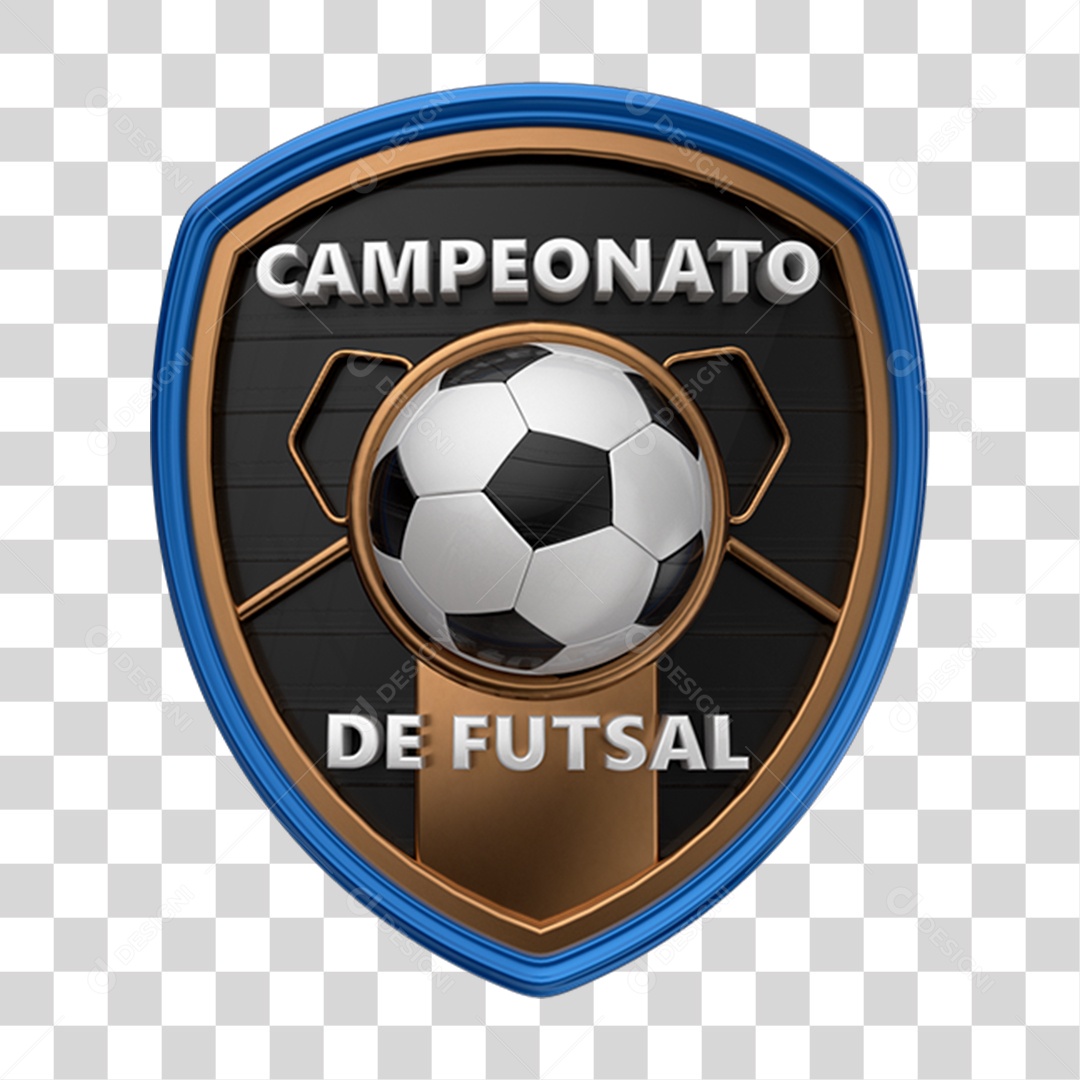 Selo 3D Campeonato de Futsal para Composição PNG Transparente