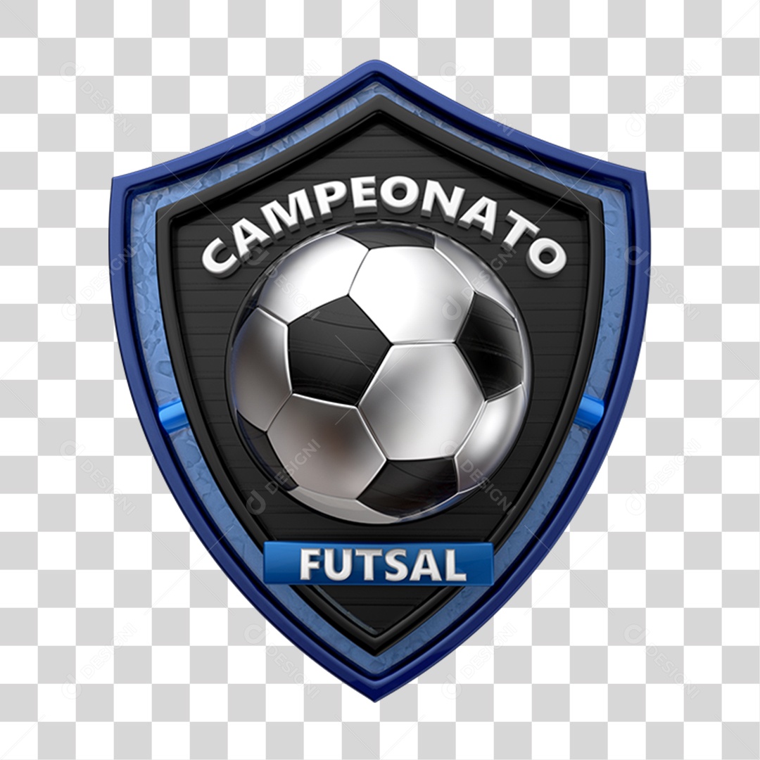 Selo 3D Campeonato de Futsal para Composição PNG Transparente