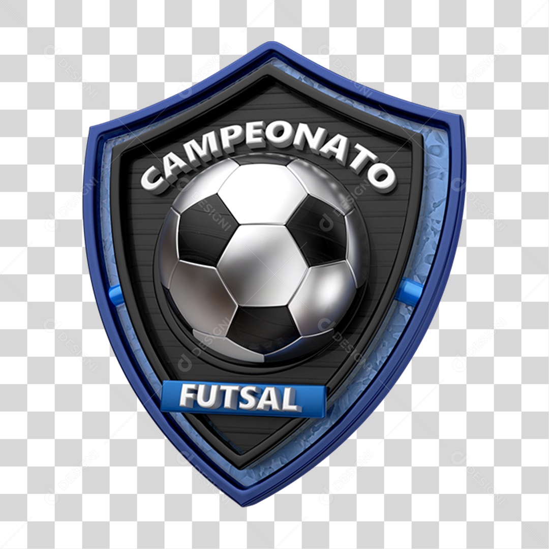 Selo 3D Campeonato de Futsal para Composição PNG Transparente