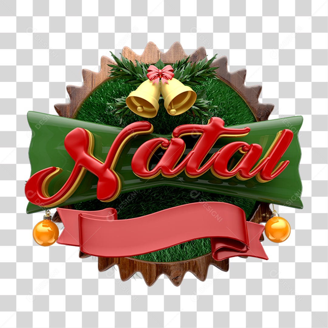 Selo 3D Natal Para Composição PNG Transparente