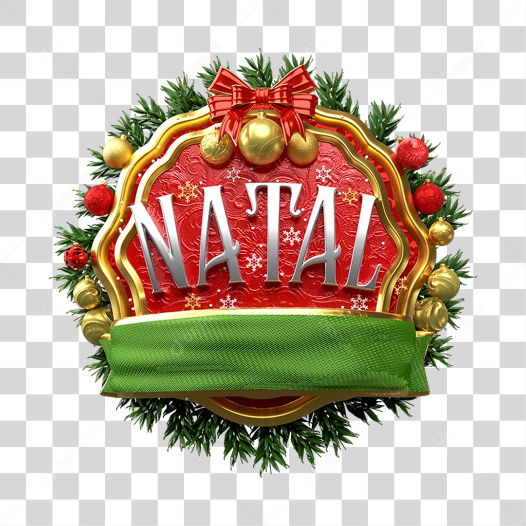 Selo 3D Natal Para Composição PNG Transparente